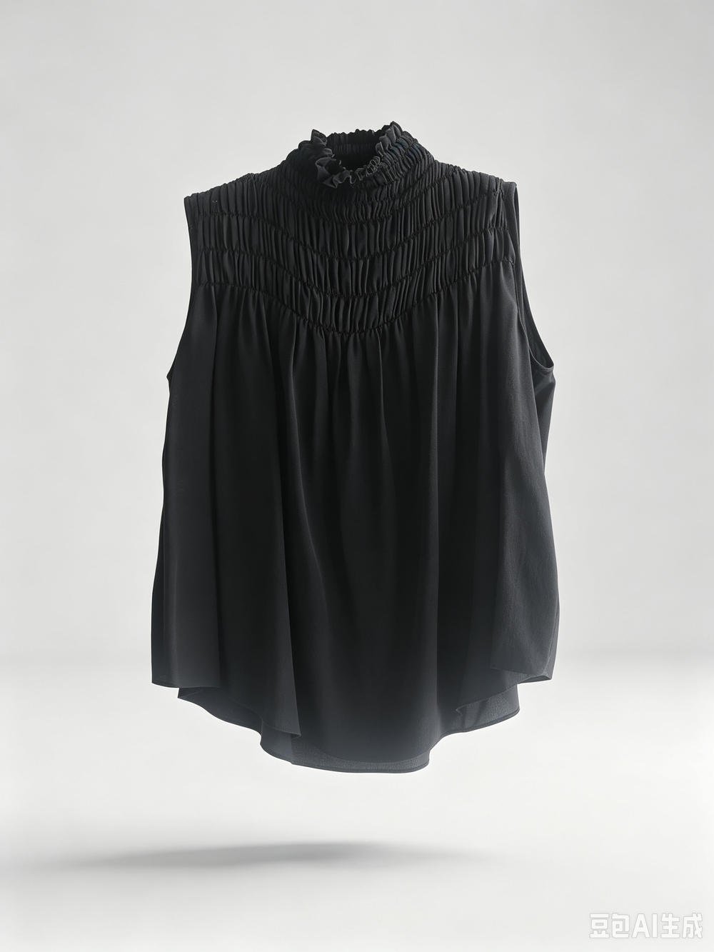 Frame Sleeveless Smocked High-Neck Women's Top - Black